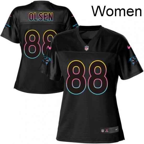 Womens Nike Carolina Panthers 88 Greg Olsen Game Black Fashion NFL Jersey